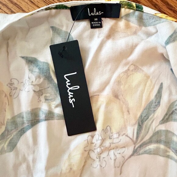 Lulus Lemon Print Wrap Dress, Size M, New with Tags! - Picture 11 of 12
